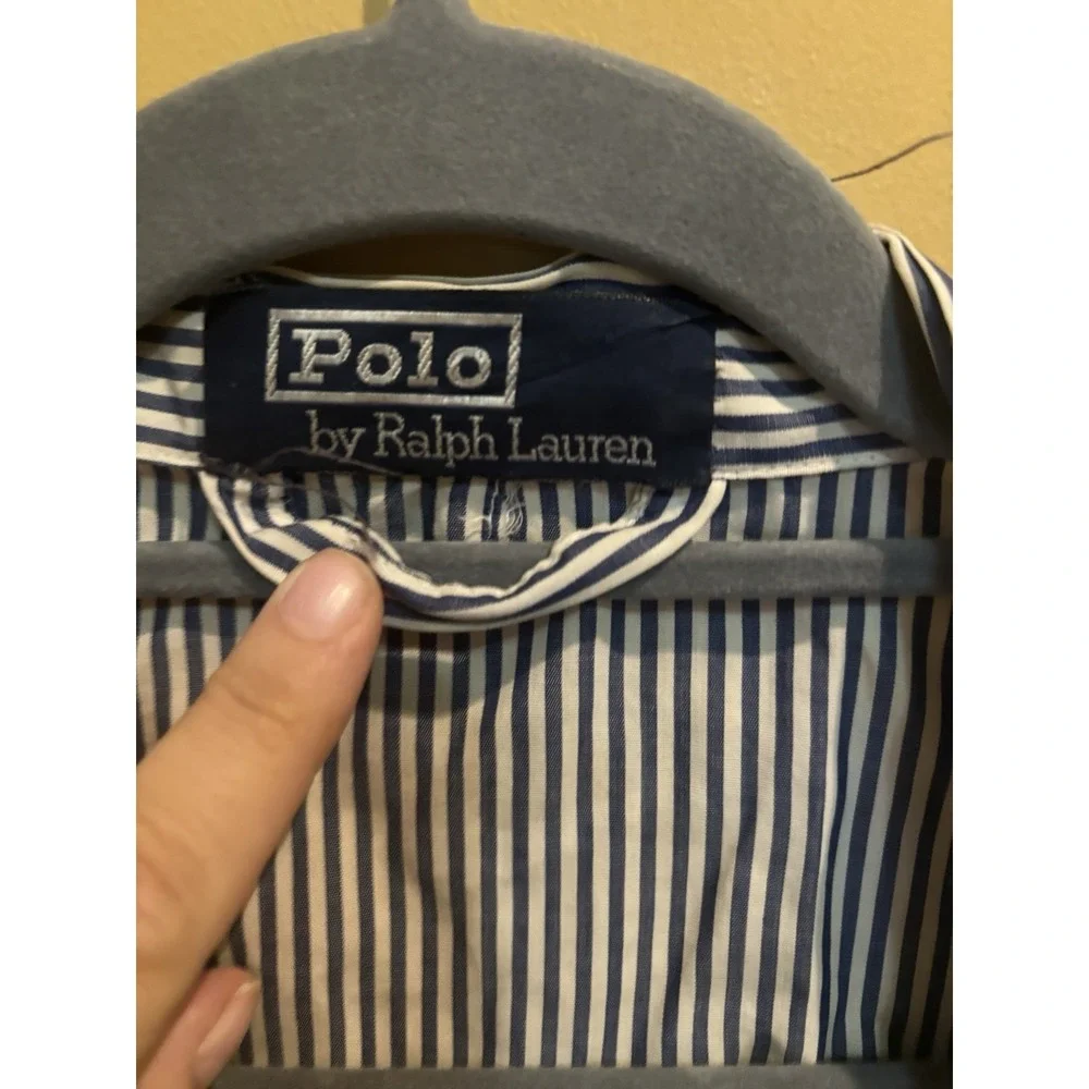 Polo Ralph Lauren Men's‎ Cotton Robe Blue White Stripe Belted  Bath Robe Large